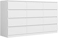 Vibe & Dine 12 Drawer Dresser, 59.1" Large Dresser for Bedroom Free Handle, Modern Wooden Chest of Drawers with Wide Storage for Living Room, White