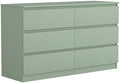 Vibe & Dine 6 Drawer Double Dresser, Modern Chest of Drawers with Wide Storage for Closet, Bedroom, Living Room (Light Green)