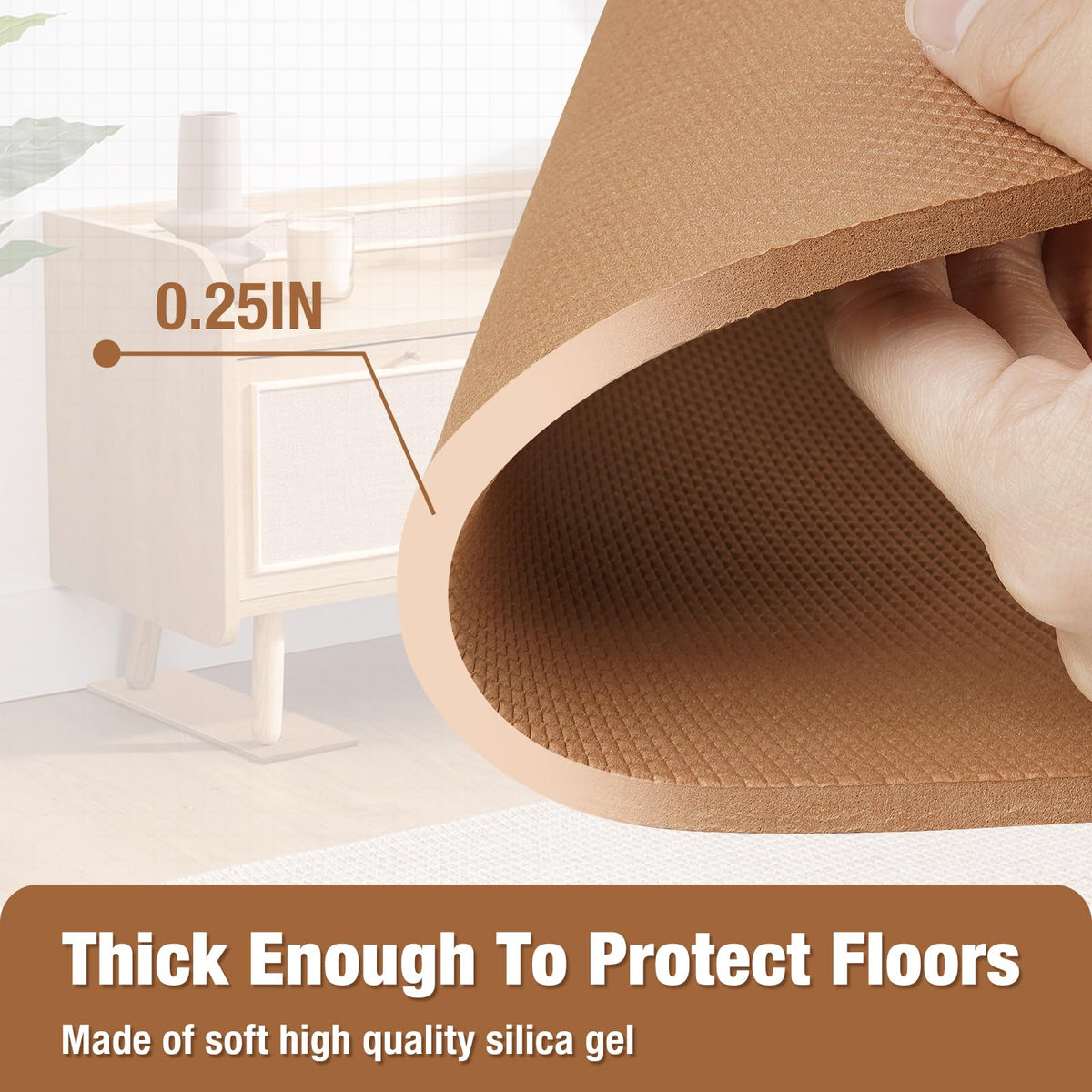 3 BUZZLETT 4-Pack Anti-Slip Rail Pads for Recliners & Sofas – 30.5 x 3.9 in Rubber Floor Protectors