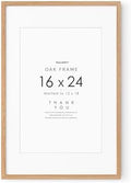 16x24 Poster Frame, Solid Oak Wood 16x24 Frames with Mat to 12x18