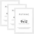 puthiac 9x12 Solid Oak Wood Picture Frames, White, 3 Pack