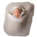 Zeroest Newborn Photography Blanket with Pocket & Santa Hat - Newborn Photoshoot Props - Boys & Girls Posing Stretch Fabric Beanbag Cover 47.2" x 39.3" (Light Beige) - color: Light Beige