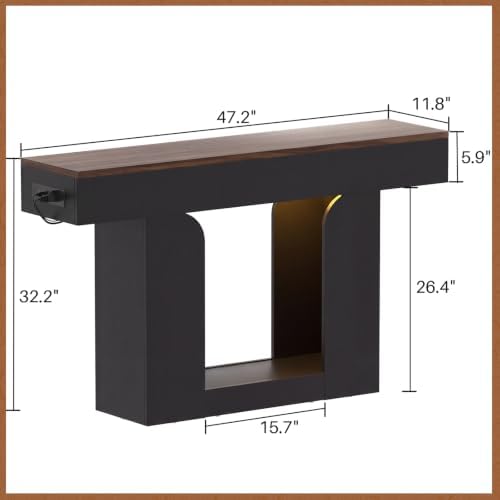 Homieasy Console Table, 47" Entryway Table with Charging Station