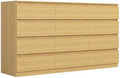 Vibe & Dine 12 Drawer Dresser, 59.1" Large Dresser for Bedroom Free Handle, Modern Wooden Chest of Drawers with Wide Storage for Living Room, Natural Wood