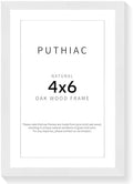 puthiac 4x6 Solid Oak Wood Picture Frame, White, 1 Pack