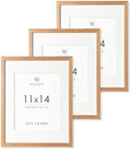 11x14 Picture Frame, 11x14 Solid Oak Frames with Mat to 8x10