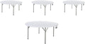 PRO&Family Commercial Round Folding Table, White Top, Powder-Coated Steel Frame, High-Impact Polyethylene Construction, Perfect for Wedding, Party, Shool, Church. (4, 60" Bi-Fold)