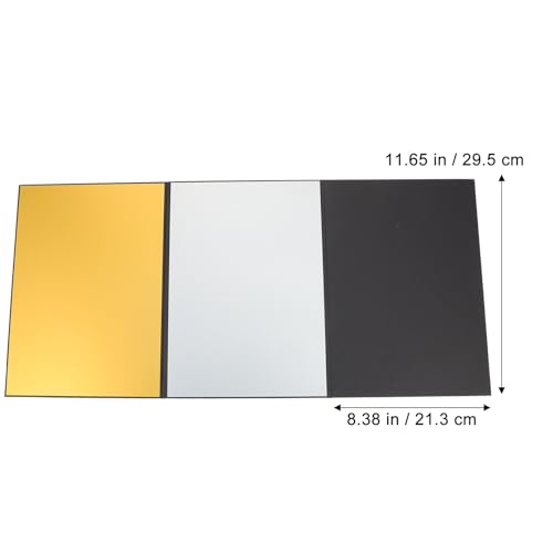 PRETYZOOM Foldable A4 Photography Reflective Board Tri-fold Silver Black White Gold Light Reflector Cardboard for Studio and Outdoor Photo Lighting