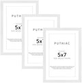 puthiac 5x7 Solid Oak Wood Picture Frames, White, 3 Pack