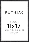 puthiac 11x17 Solid Oak Wood Picture Frame, Black, 1 Pack