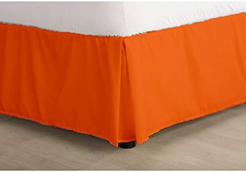 Bed Skirt - 100% Cotton 800 Thread Count Box Pleated Bed Skirt - Luxury Pleated Dust Ruffle, Hotel Quality Modern Bed Skirt, Easy Fit with 12 Inch Tailored Drop, Twin XL, Orange