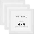 puthiac 4x4 Solid Oak Wood Picture Frames, White, 3 Pack