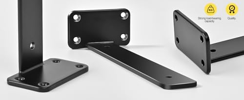 2 Pack - 6 inch Black Hidden L Shelf Bracket (1/5 Inch Thicked) Iron Floating Shelf Brackets Rustic Industrial Metal Brackets for Shelf Support - size: 6 Inch, style: Black 2 Pack