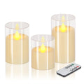 wemarry Flameless Candles 4" 5" 6" Acrylic Glass Pillars 3" Diameter Battery Operated Flickering Candles Include 8-Key Remote with Timer Function 400+ Hours (Pure White, Warm Light 3 Pack) - color: Pure White, size: Warm Light 3 Pack
