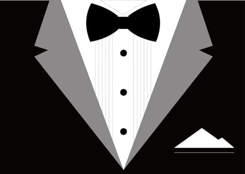 BELECO 5x3ft Fabric Gentleman Tuxedo Backdrop Black and White Bow Tie Suit Background Luxury Birthday Dinner Party Decor Banner Boy Men Father Bridegroom Photoshoot Studio Booth Props - size: 5x3FT