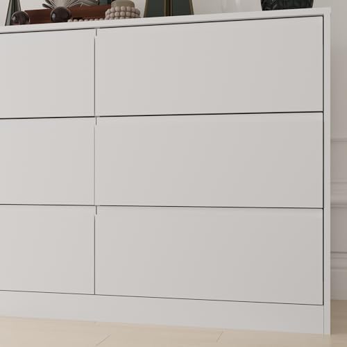 Bobve 70.9” Dresser for Bedroom with 9 Drawers, Large Modern Chest of Drawers with Deep Drawers, Wide Double Dresser Handle Free, Storage Organizer for Bedroom, Living Room, Hallway (White)
