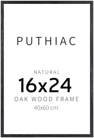 puthiac 16x24 Solid Oak Wood Picture Frame, Black, 1 Pack