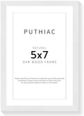 puthiac 5x7 Solid Oak Wood Picture Frame, White, 1 Pack