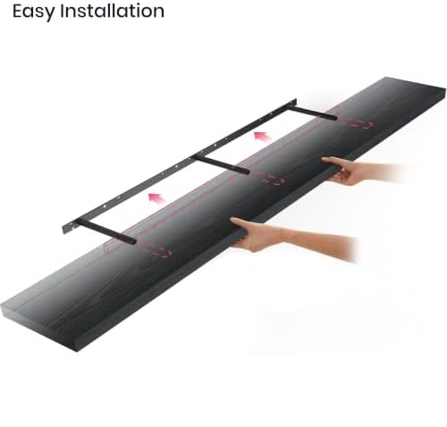 Ballucci Floating Shelves for Wall, 60" Wood Wall Shelf Set of 2, with Invisible Brackets for Bathroom, Living Room, Bedroom, Kitchen, Nursery, 8" Deep, Black