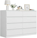 Spaco White 8 Drawer Dresser for Bedroom,Modern Deep Drawer Dresser,Wide Storage Chest of Drawer for Closet,Wood Storage Organizer Furniture for Living Room
