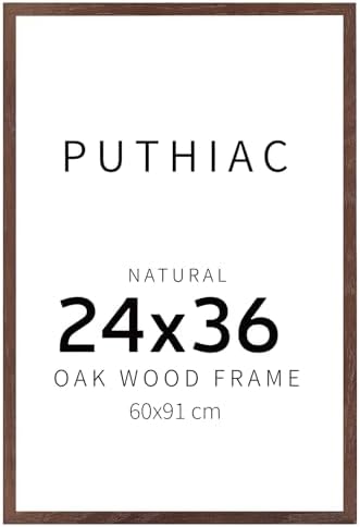 puthiac 24x36 Solid Oak Wood Picture Frame, Walnut, 1 Pack