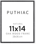 puthiac 11x14 Solid Oak Wood Picture Frame, Black, 1 Pack