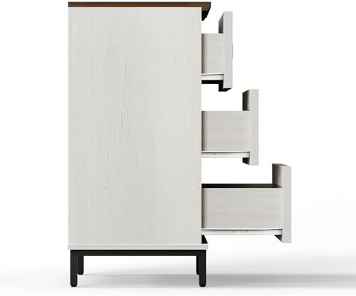 FENSULN Modern White Dresser for Bedroom with 6 Drawers, 2 in 1 Wooden Chest of Drawers with Organizer Storage for Bed Room,Livingroom Hallway