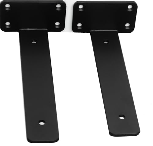 2 Pack - 5 inch Black Hidden L Shelf Bracket (1/5 Inch Thicked) Iron Floating Shelf Brackets Rustic Industrial Metal Brackets for Shelf Support - size: 5 Inch, style: Black 2 Pack