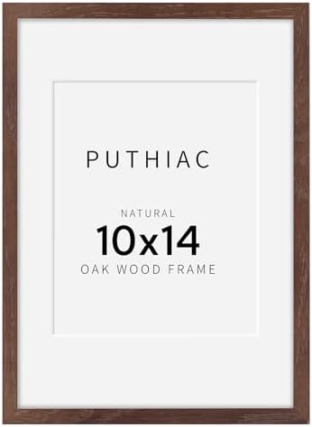 puthiac 10x14 Solid Oak Wood Picture Frame, Walnut, 1 Pack