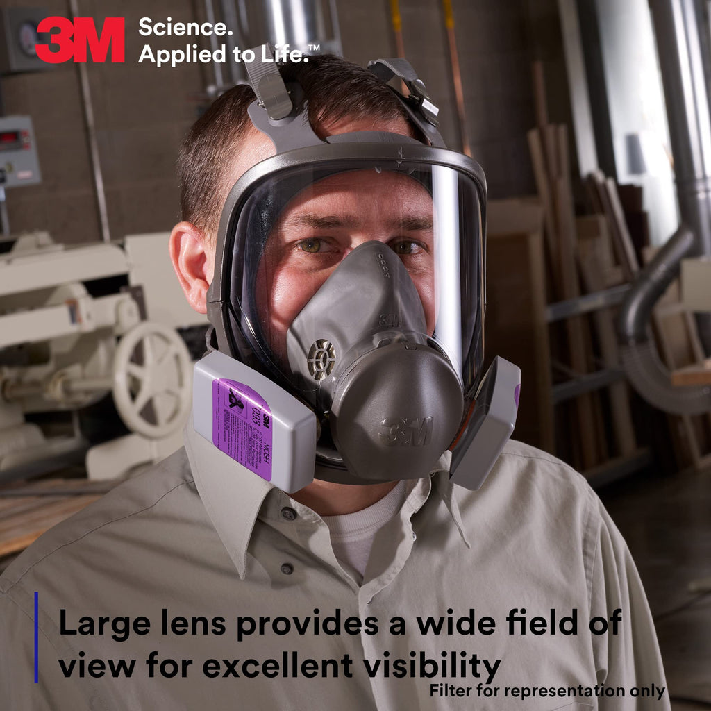 3M Full Facepiece Reusable Respirator 6700 – NIOSH Approved, Large Lens, Silicone Seal, Four-Point Harness