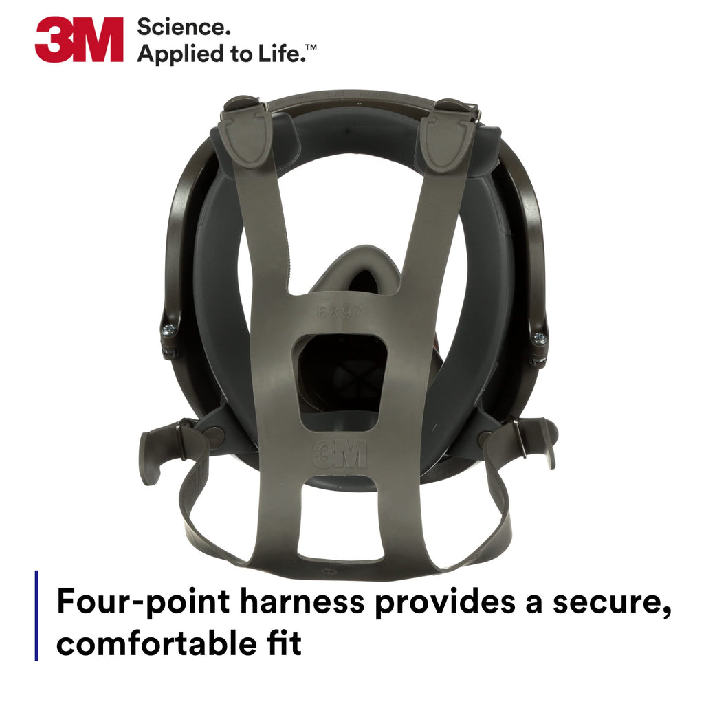 3M Full Facepiece Reusable Respirator 6700 – NIOSH Approved, Large Lens, Silicone Seal, Four-Point Harness
