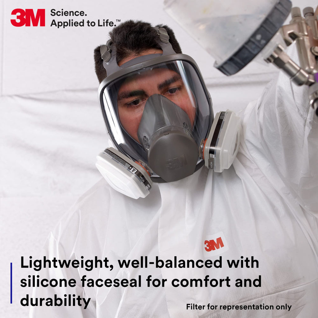 3M Full Facepiece Reusable Respirator 6700 – NIOSH Approved, Large Lens, Silicone Seal, Four-Point Harness