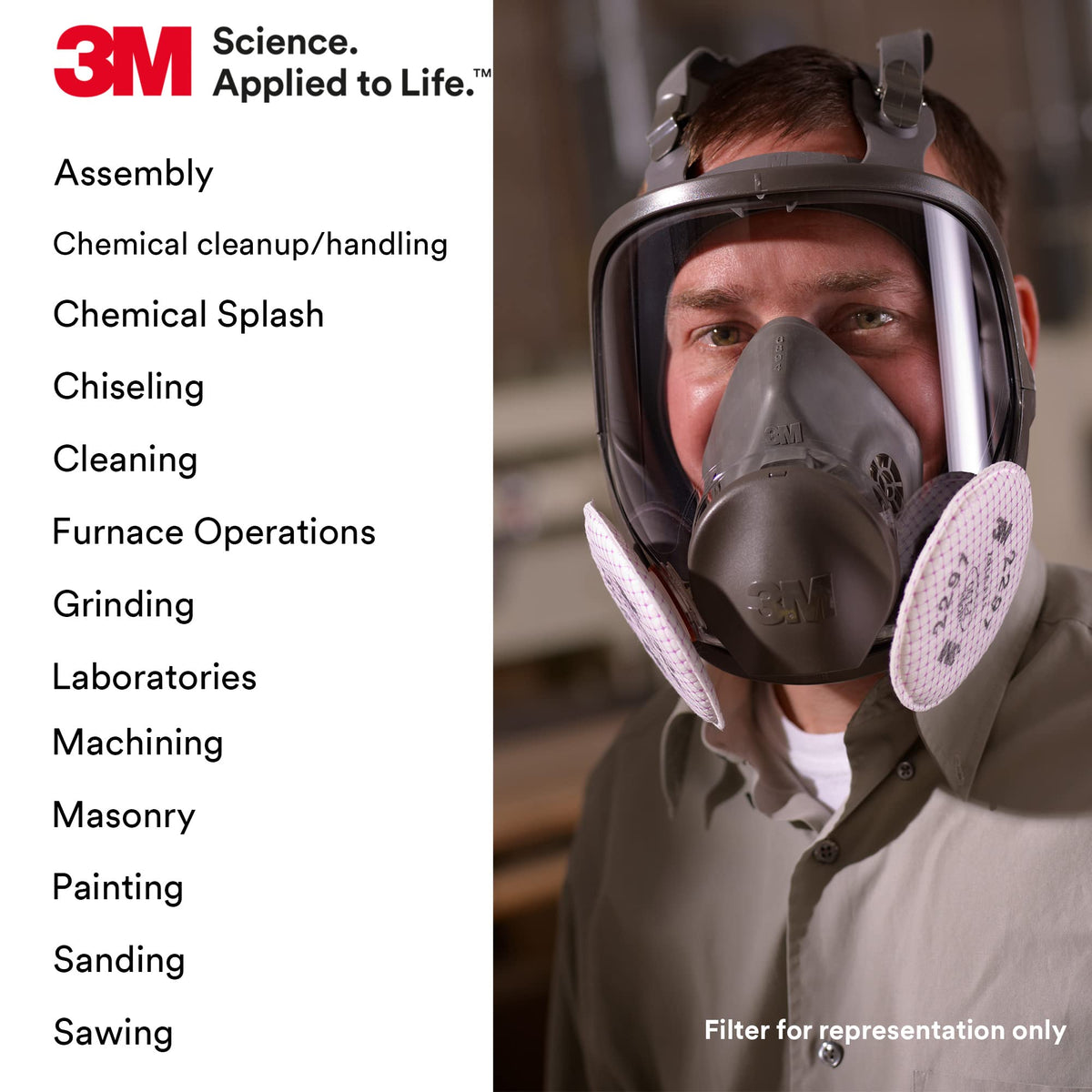 3M Full Facepiece Reusable Respirator 6700 – NIOSH Approved, Large Lens, Silicone Seal, Four-Point Harness