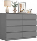 Spaco Grey Dresser for Bedroom,Modern Large 8 Drawer Dresser with Deep Drawer,Wide Storage Chest of Drawer,Wood Bedroom Storage Organizer Furniture,TV Stand for Living Room