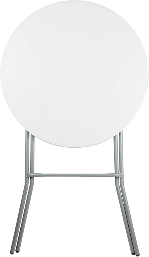 PRO&Family Commercial Round Folding Table, White Top, Powder-Coated Steel Frame, High-Impact Polyethylene Construction, Perfect for Wedding, Party, Shool, Church. (9, 32")