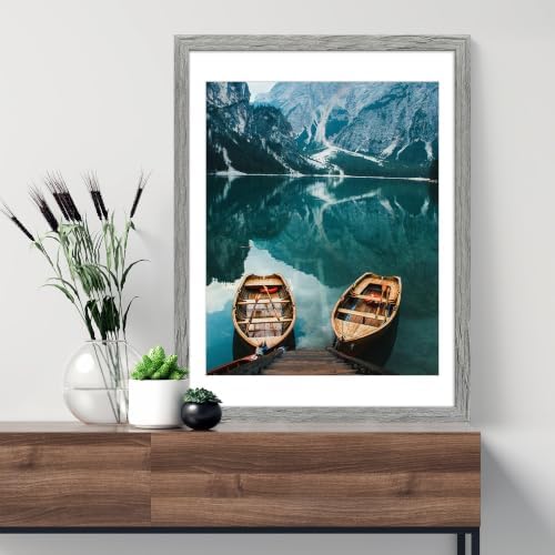 Hongkee 18x24 Frame Set of 4, 18 x 24 Grey Wood Style(Mat 16x20)