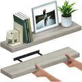 Ballucci Floating Shelves for Wall, 36" Wood Wall Shelf Set of 2, with Invisible Brackets for Bathroom, Living Room, Bedroom, Kitchen, Nursery, 8" Deep, Rustic Gray