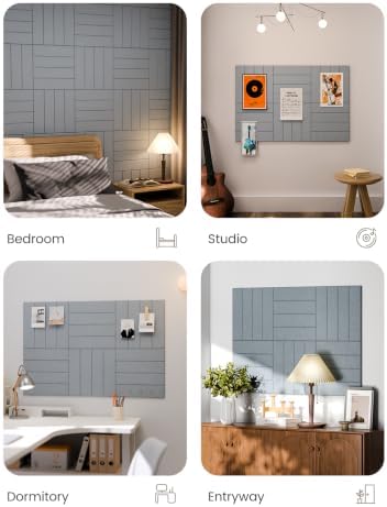 Fluxynara 36" x 24" Large Felt Bulletin Board, Blue Gray