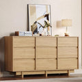 HOUROM Oak Dresser for Bedroom, 59in Modern 9 Drawer Chest of Drawers