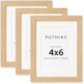 puthiac 4x6 Solid Oak Wood Picture Frames, Natural Oak, 3 Pack