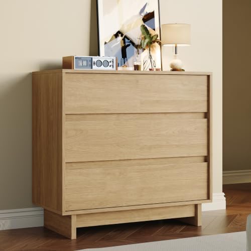 HOUROM Oak Dresser for Bedroom, 31in Modern 3 Drawer Chest of Drawers