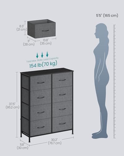 SONGMICS Dresser for Bedroom, Tall Dresser with 8 Fabric Drawers