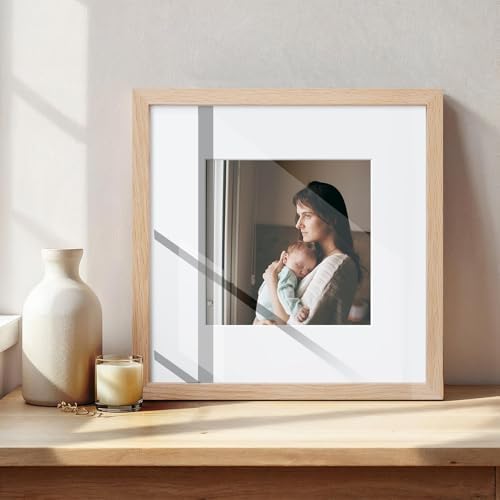 puthiac 12x12 Solid Oak Wood Picture Frame, Natural Oak, 1 Pack
