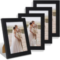Hongkee 6x9 Picture Frame Set of 4, Made of Real Glass and Black Wooden Frame - 6 by 9 Photo for Wall or Tabletop Display