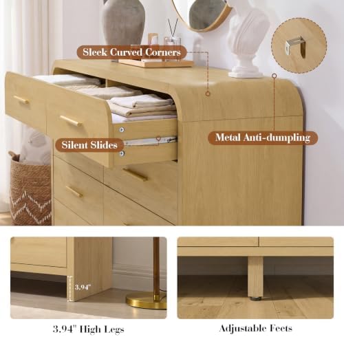 Curved Drawer Dresser for Bedroom with 5 Drawers, 31'' Wide Chest of Drawer