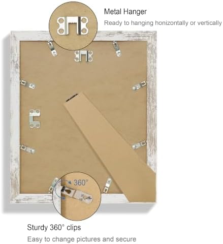 Hongkee 10x12 Picture Frame Set of 4, Made of Real Glass and Multicolour Frame - Display Picture 8x10 with Mat or 10x12 Without Mat, 10 by 12 Photo for Wall Mounting