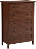 Karl home Brown Farmhouse 5 Drawers Tall Dresser, Bedroom Storage Chest