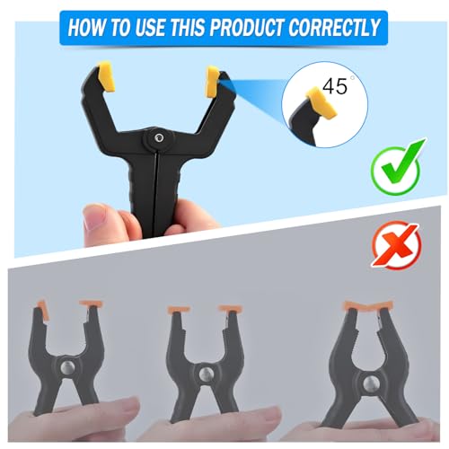 16 Pack Clamps for Woodworking Spring Clamp Plastic 3.5in Clips Heavy Duty for Backdrop Clips Tarp Holder Photography Backdrops Clip for Crafts Yellow Head with Black - size: Yellow Head with Black-16PCS
