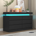 Gyfimoie 6 Drawer Dresser with Power Outlet, Dresser with LED Light