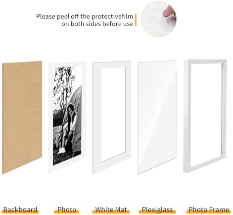 puthiac 13x19 Solid Oak Wood Picture Frames, White, 3 Pack